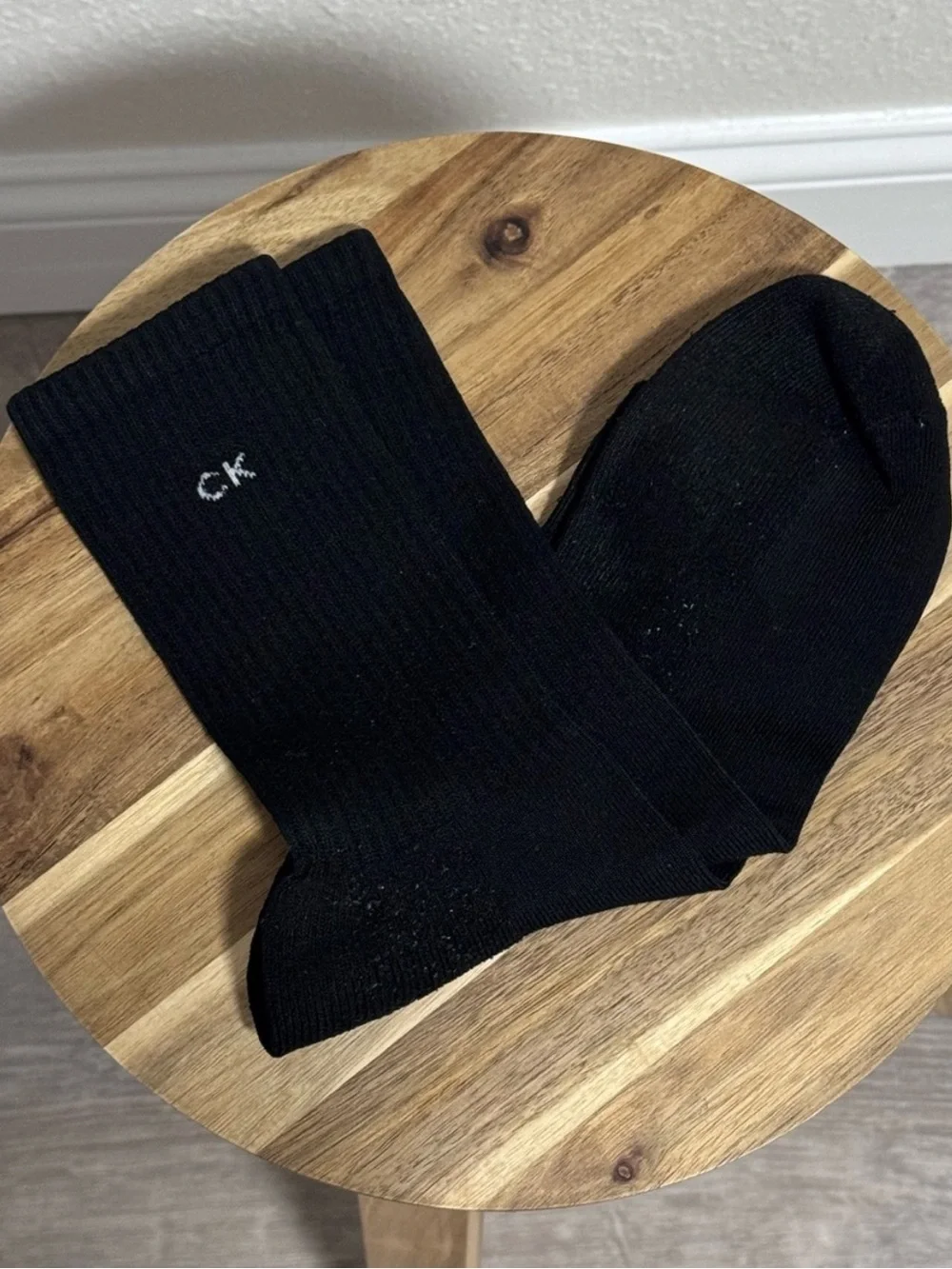 Calvin Klein Black Crew Socks Unisex CK Logo Soft Cotton Blend OSFM